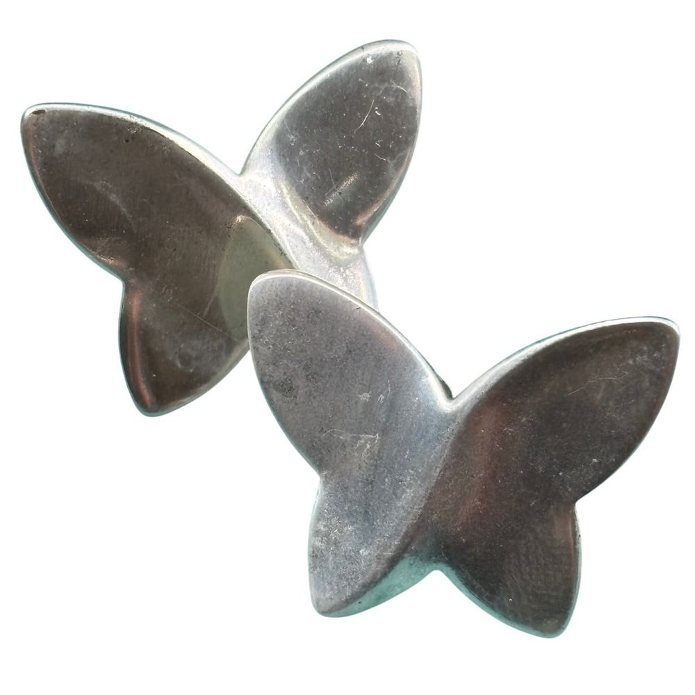 Vintage Sterling Silver Butterfly Stud Earrings Minimalist Nature Jewelry 925